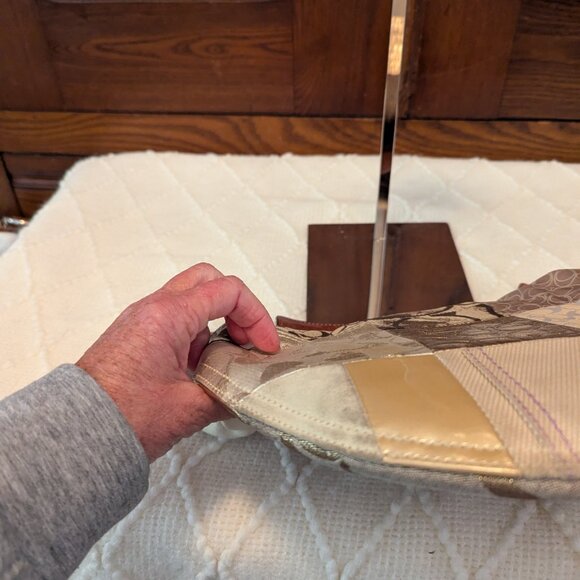 Coach Patchwork One Shoulder Bag Brown Suede Canvas Leather 10019 Y2K Vintage - Picture 12 of 12